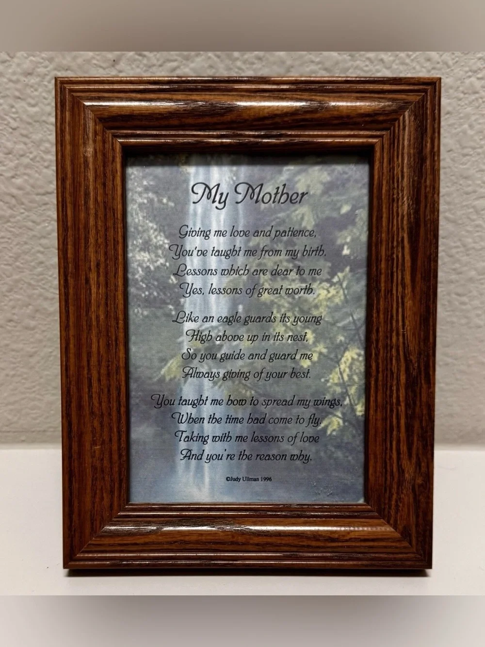 Judy Ullman ~ My Mother Print Picture Plaque ~ Wooden Frame ~ 5